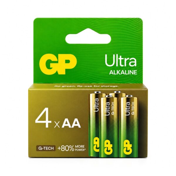 סוללות אלקליין GP Ultra בגודל AA מארז 4 יחידות (LR6)