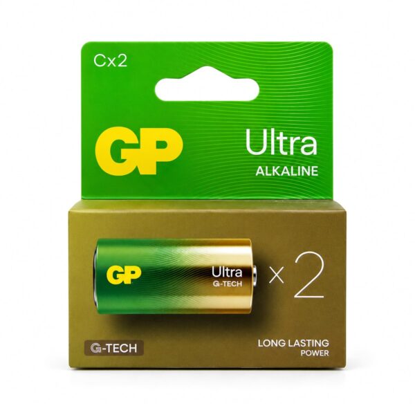 סוללות אלקליין GP Ultra בגודל C – מארז 2 יחידות  (LR14)